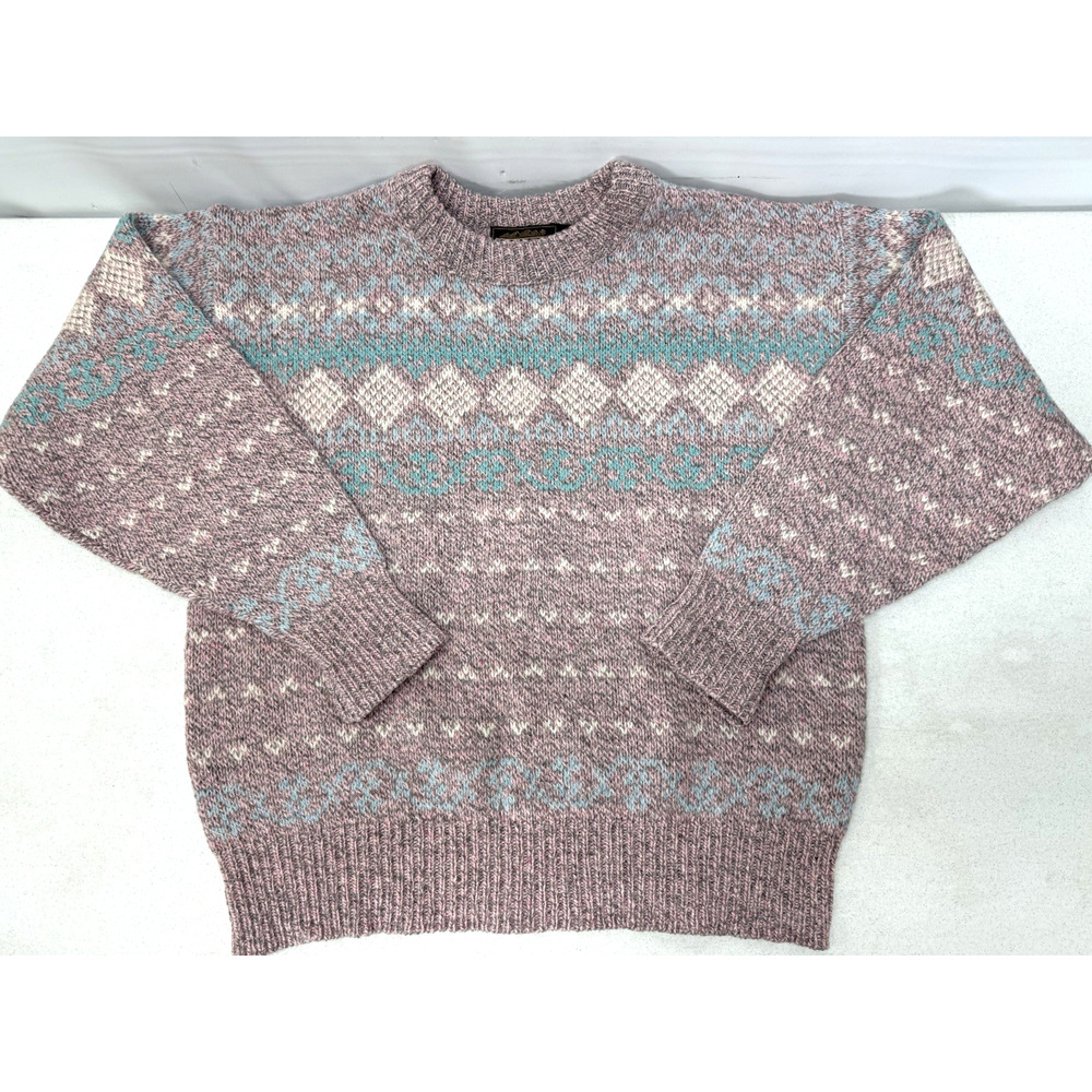 Vintage EDDIE BAUER Womens Medium Wool Blend Crew Neck Pullover Sweater USA